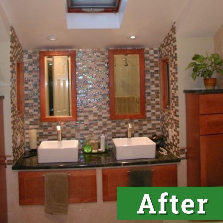 newly installed his and hers bathroom sinks