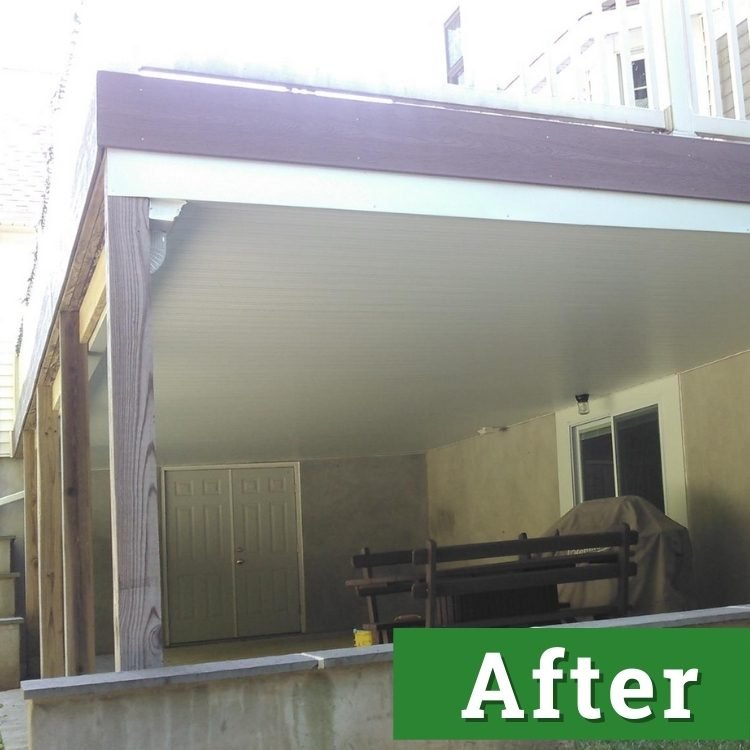 double doors stand underneath of a newly built deck