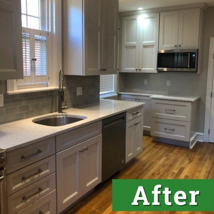 light filters into a newly renovated kitchen with white cabinets